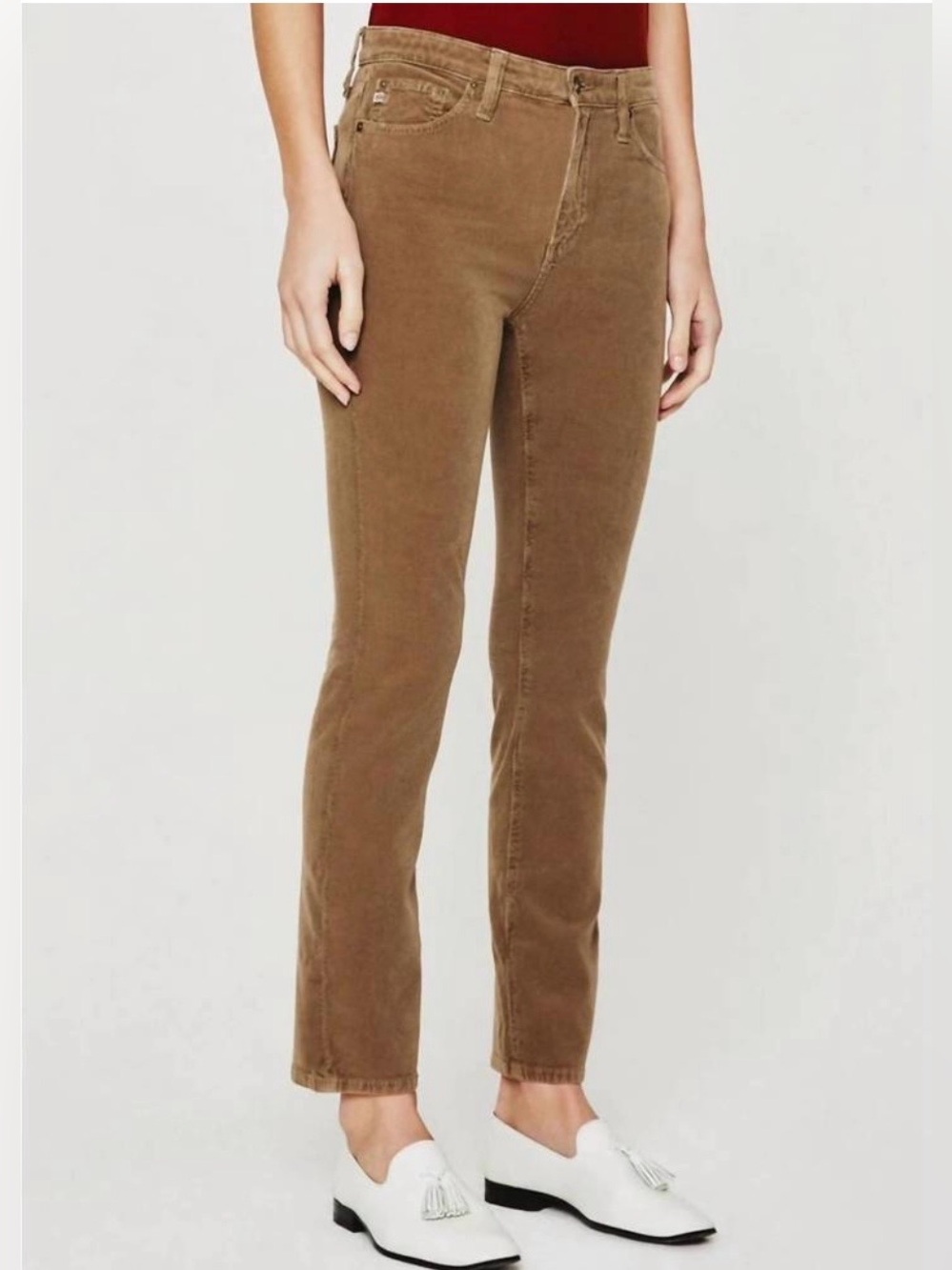 NEW ~AG JEANS~ Mari High Rise Slim Straight Corduroy Tan Size 26 NWT